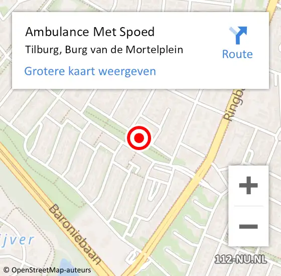 Locatie op kaart van de 112 melding: Ambulance Met Spoed Naar Tilburg, Burg van de Mortelplein op 12 september 2018 03:17
