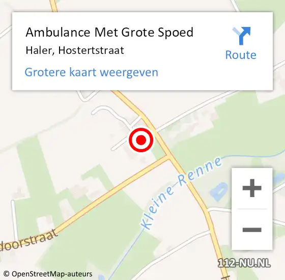 Locatie op kaart van de 112 melding: Ambulance Met Grote Spoed Naar Haler, Hostertstraat op 12 september 2018 05:16