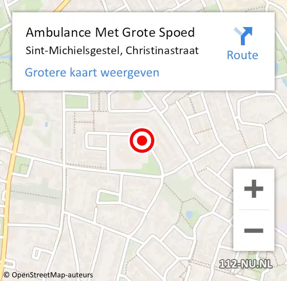 Locatie op kaart van de 112 melding: Ambulance Met Grote Spoed Naar Sint-Michielsgestel, Christinastraat op 12 september 2018 06:34