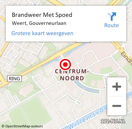 Locatie op kaart van de 112 melding: Brandweer Met Spoed Naar Weert, Gouverneurlaan op 12 september 2018 06:40