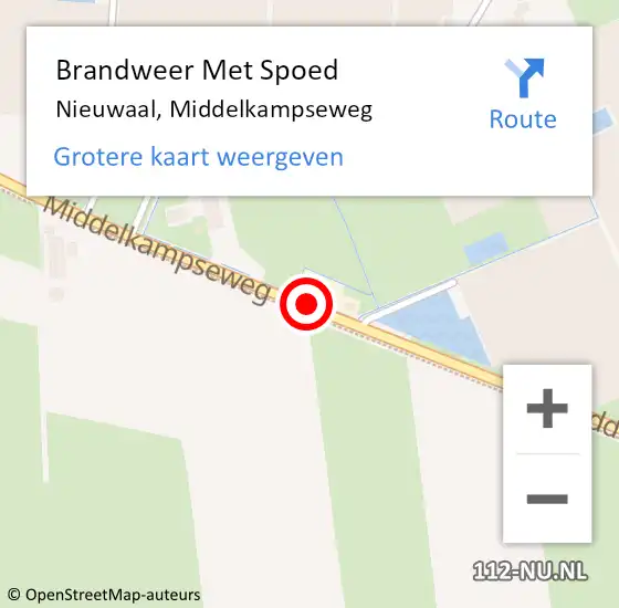 Locatie op kaart van de 112 melding: Brandweer Met Spoed Naar Nieuwaal, Middelkampseweg op 12 september 2018 07:57