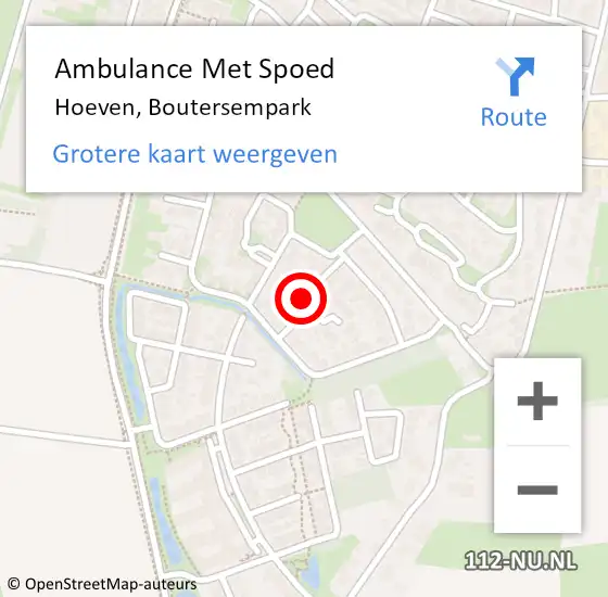 Locatie op kaart van de 112 melding: Ambulance Met Spoed Naar Hoeven, Boutersempark op 12 september 2018 08:01