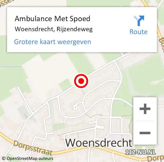Locatie op kaart van de 112 melding: Ambulance Met Spoed Naar Woensdrecht, Rijzendeweg op 12 september 2018 08:36