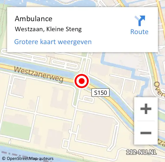 Locatie op kaart van de 112 melding: Ambulance Westzaan, Kleine Steng op 12 september 2018 08:39