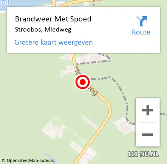 Locatie op kaart van de 112 melding: Brandweer Met Spoed Naar Stroobos, Miedweg op 12 september 2018 08:54