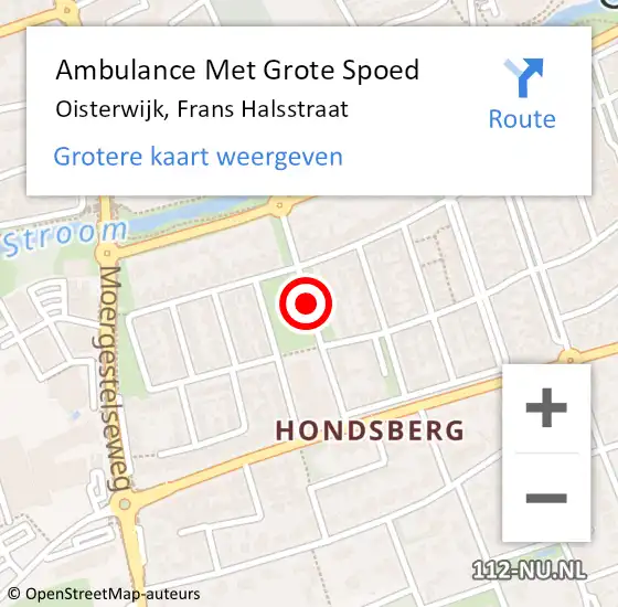 Locatie op kaart van de 112 melding: Ambulance Met Grote Spoed Naar Oisterwijk, Frans Halsstraat op 12 september 2018 09:21