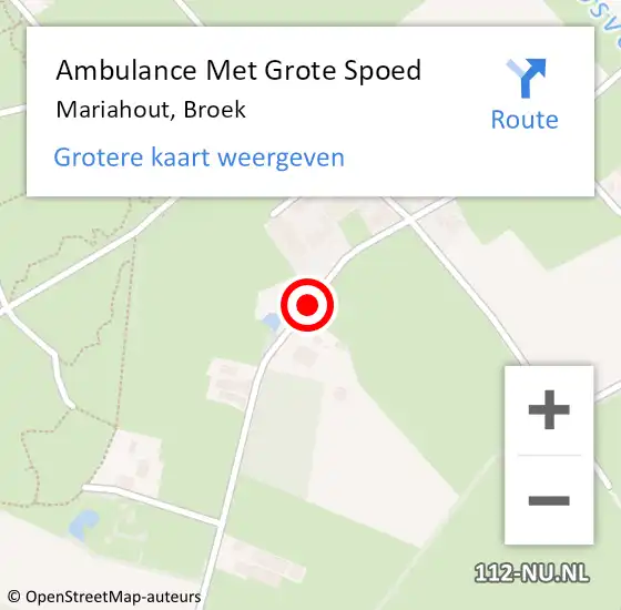 Locatie op kaart van de 112 melding: Ambulance Met Grote Spoed Naar Mariahout, Broek op 12 september 2018 11:15