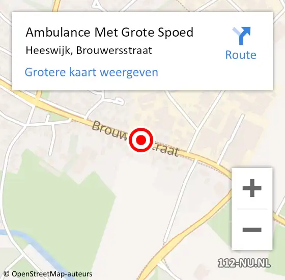 Locatie op kaart van de 112 melding: Ambulance Met Grote Spoed Naar Heeswijk, Brouwersstraat op 12 september 2018 11:24