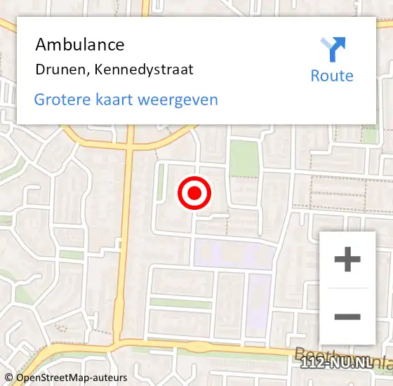 Locatie op kaart van de 112 melding: Ambulance Drunen, Kennedystraat op 12 september 2018 11:30