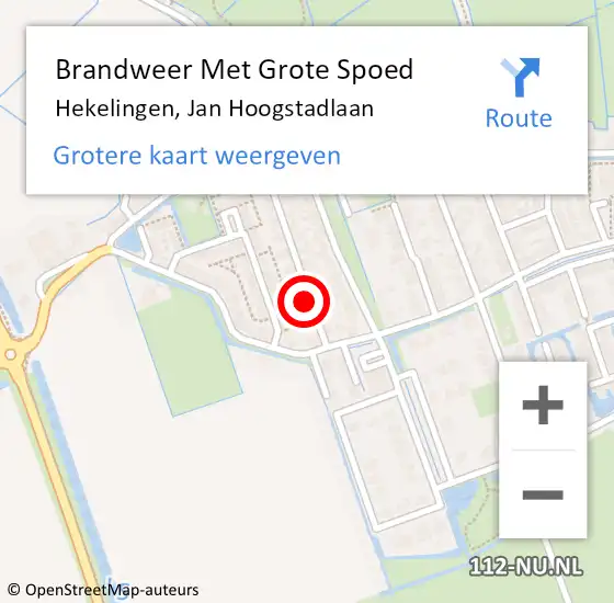 Locatie op kaart van de 112 melding: Brandweer Met Grote Spoed Naar Hekelingen, Jan Hoogstadlaan op 12 september 2018 12:28