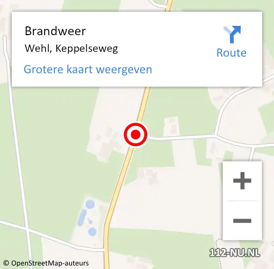 Locatie op kaart van de 112 melding: Brandweer Wehl, Keppelseweg op 12 september 2018 12:38