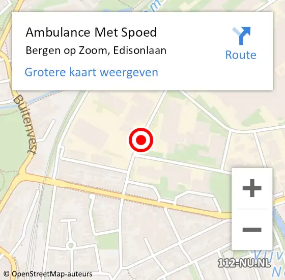 Locatie op kaart van de 112 melding: Ambulance Met Spoed Naar Bergen op Zoom, Edisonlaan op 12 september 2018 13:27