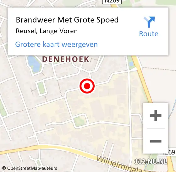 Locatie op kaart van de 112 melding: Brandweer Met Grote Spoed Naar Reusel, Lange Voren op 12 september 2018 13:35