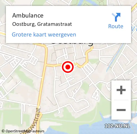 Locatie op kaart van de 112 melding: Ambulance Oostburg, Gratamastraat op 12 september 2018 14:38