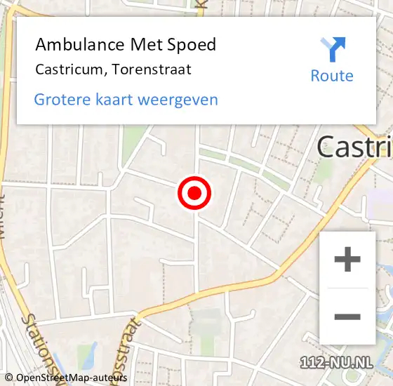 Locatie op kaart van de 112 melding: Ambulance Met Spoed Naar Castricum, Torenstraat op 12 september 2018 15:31