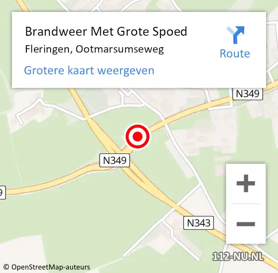 Locatie op kaart van de 112 melding: Brandweer Met Grote Spoed Naar Fleringen, Ootmarsumseweg op 12 september 2018 15:37