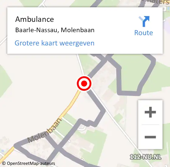 Locatie op kaart van de 112 melding: Ambulance Baarle-Nassau, Molenbaan op 12 september 2018 16:20