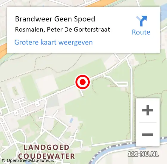 Locatie op kaart van de 112 melding: Brandweer Geen Spoed Naar Rosmalen, Peter De Gorterstraat op 12 september 2018 16:54