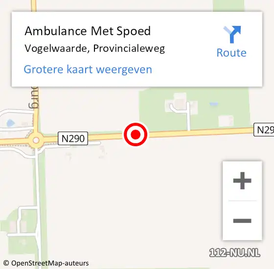 Locatie op kaart van de 112 melding: Ambulance Met Spoed Naar Vogelwaarde, Provincialeweg op 12 september 2018 16:56