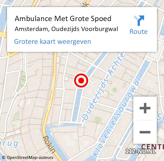 Locatie op kaart van de 112 melding: Ambulance Met Grote Spoed Naar Amsterdam, Oudezijds Voorburgwal op 12 september 2018 17:09