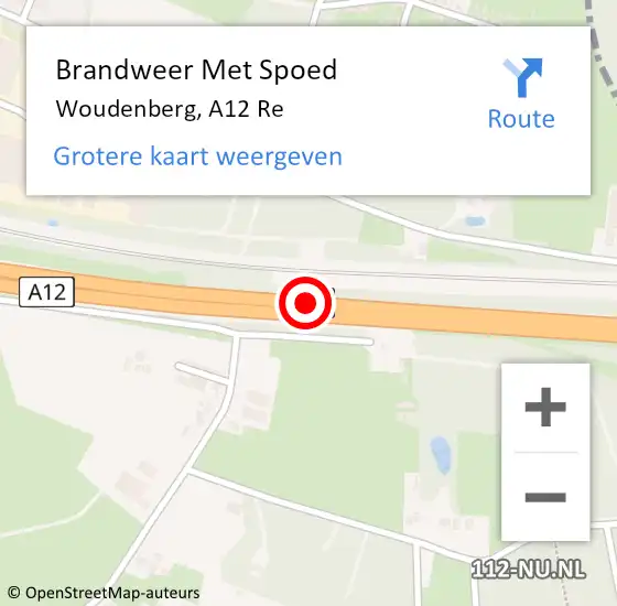 Locatie op kaart van de 112 melding: Brandweer Met Spoed Naar Woudenberg, A12 Re op 12 september 2018 17:39