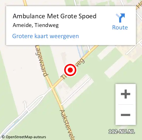 Locatie op kaart van de 112 melding: Ambulance Met Grote Spoed Naar Ameide, Tiendweg op 12 september 2018 19:17