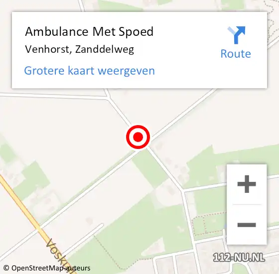 Locatie op kaart van de 112 melding: Ambulance Met Spoed Naar Venhorst, Zanddelweg op 12 september 2018 19:47