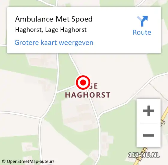 Locatie op kaart van de 112 melding: Ambulance Met Spoed Naar Haghorst, Lage Haghorst op 12 september 2018 19:55