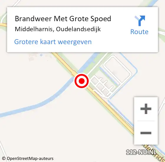 Locatie op kaart van de 112 melding: Brandweer Met Grote Spoed Naar Middelharnis, Oudelandsedijk op 12 september 2018 20:09