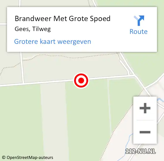 Locatie op kaart van de 112 melding: Brandweer Met Grote Spoed Naar Gees, Tilweg op 12 september 2018 20:52