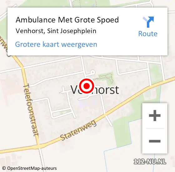 Locatie op kaart van de 112 melding: Ambulance Met Grote Spoed Naar Venhorst, Sint Josephplein op 12 september 2018 21:11