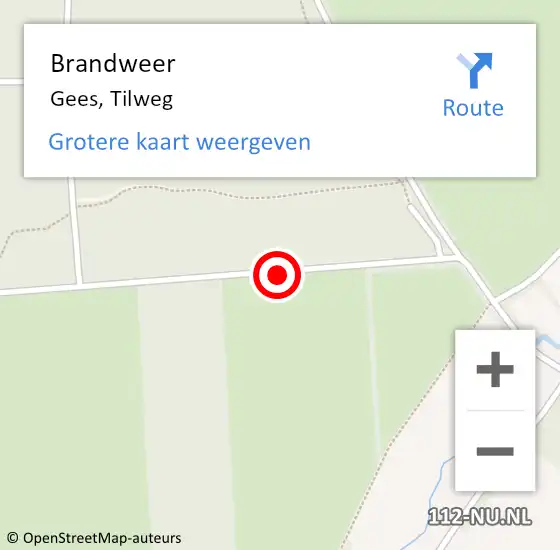Locatie op kaart van de 112 melding: Brandweer Gees, Tilweg op 12 september 2018 21:16