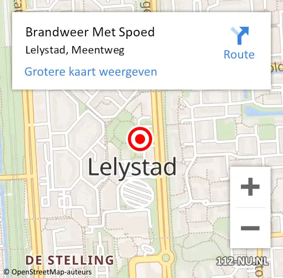 Locatie op kaart van de 112 melding: Brandweer Met Spoed Naar Lelystad, Meentweg op 12 september 2018 21:17