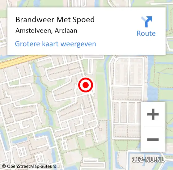 Locatie op kaart van de 112 melding: Brandweer Met Spoed Naar Amstelveen, Arclaan op 12 september 2018 21:29