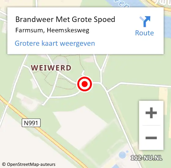 Locatie op kaart van de 112 melding: Brandweer Met Grote Spoed Naar Farmsum, Heemskesweg op 12 september 2018 22:33