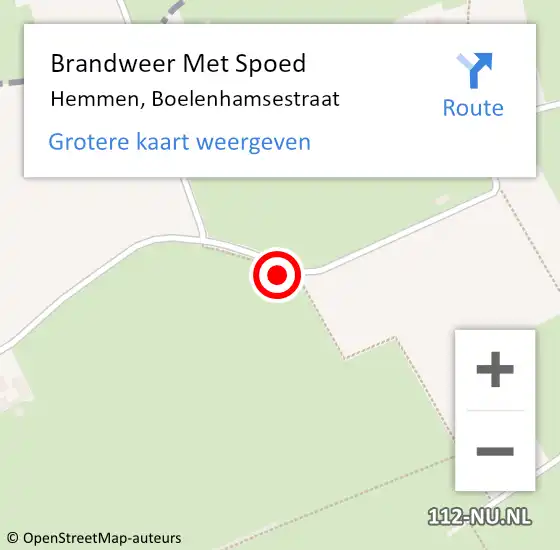 Locatie op kaart van de 112 melding: Brandweer Met Spoed Naar Hemmen, Boelenhamsestraat op 12 september 2018 22:50