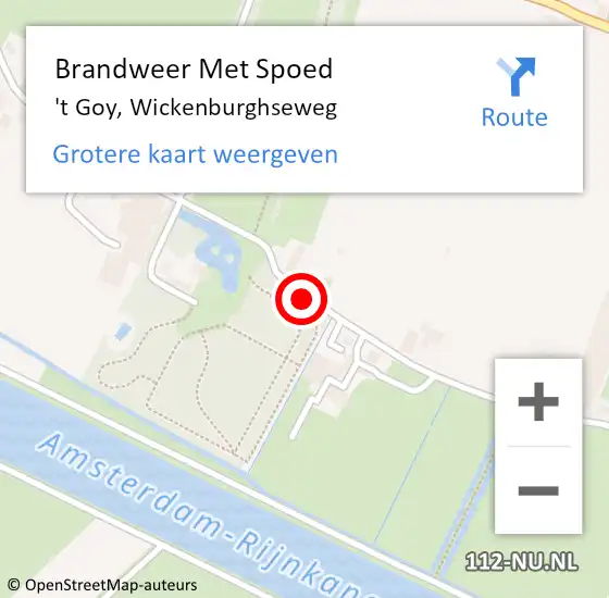 Locatie op kaart van de 112 melding: Brandweer Met Spoed Naar 't Goy, Wickenburghseweg op 12 september 2018 23:16