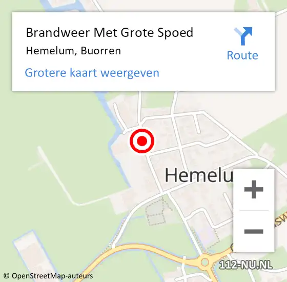 Locatie op kaart van de 112 melding: Brandweer Met Grote Spoed Naar Hemelum, Buorren op 12 september 2018 23:45