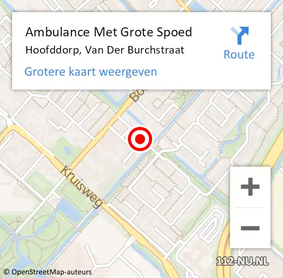 Locatie op kaart van de 112 melding: Ambulance Met Grote Spoed Naar Hoofddorp, Van Der Burchstraat op 13 september 2018 00:54