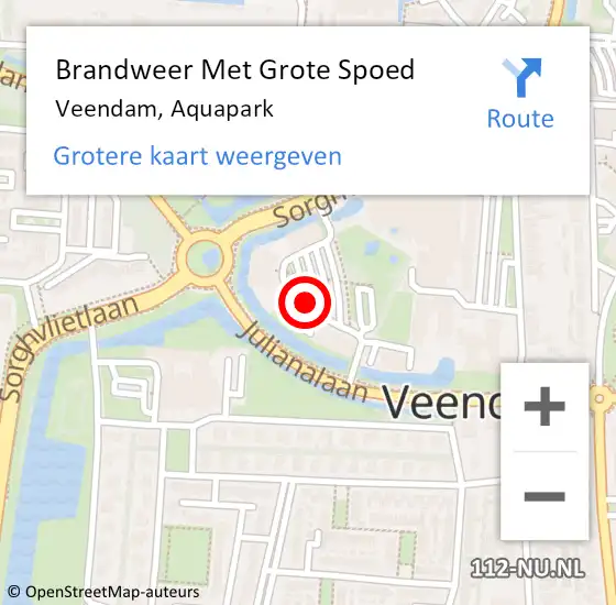 Locatie op kaart van de 112 melding: Brandweer Met Grote Spoed Naar Veendam, Aquapark op 13 september 2018 01:41