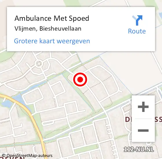 Locatie op kaart van de 112 melding: Ambulance Met Spoed Naar Vlijmen, Biesheuvellaan op 13 september 2018 02:44