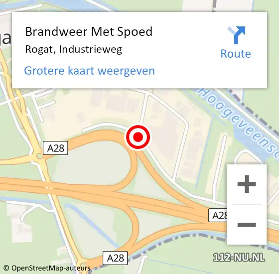 Locatie op kaart van de 112 melding: Brandweer Met Spoed Naar Rogat, Industrieweg op 13 september 2018 03:49