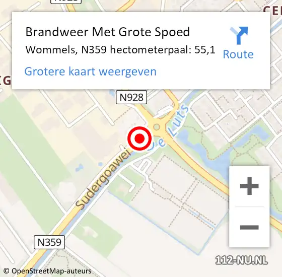 Locatie op kaart van de 112 melding: Brandweer Met Grote Spoed Naar Wommels, N359 hectometerpaal: 55,1 op 13 september 2018 06:54