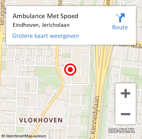 Locatie op kaart van de 112 melding: Ambulance Met Spoed Naar Eindhoven, Jericholaan op 13 september 2018 08:01