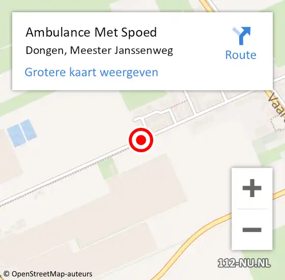 Locatie op kaart van de 112 melding: Ambulance Met Spoed Naar Dongen, Meester Janssenweg op 13 september 2018 08:13