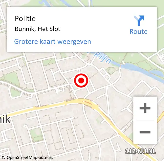 Locatie op kaart van de 112 melding: Politie Bunnik, Het Slot op 8 maart 2014 22:19