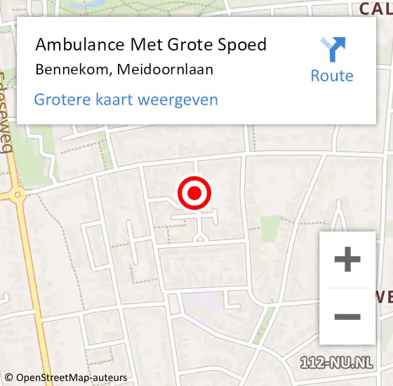 Locatie op kaart van de 112 melding: Ambulance Met Grote Spoed Naar Bennekom, Meidoornlaan op 13 september 2018 09:28