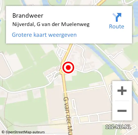 Locatie op kaart van de 112 melding: Brandweer Nijverdal, G van der Muelenweg op 13 september 2018 09:48