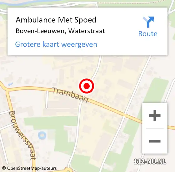 Locatie op kaart van de 112 melding: Ambulance Met Spoed Naar Boven-Leeuwen, Waterstraat op 13 september 2018 10:53