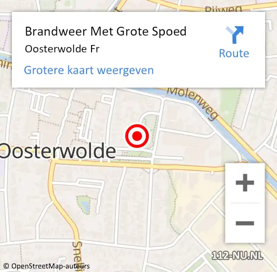 Locatie op kaart van de 112 melding: Brandweer Met Grote Spoed Naar Oosterwolde Fr op 13 september 2018 10:57